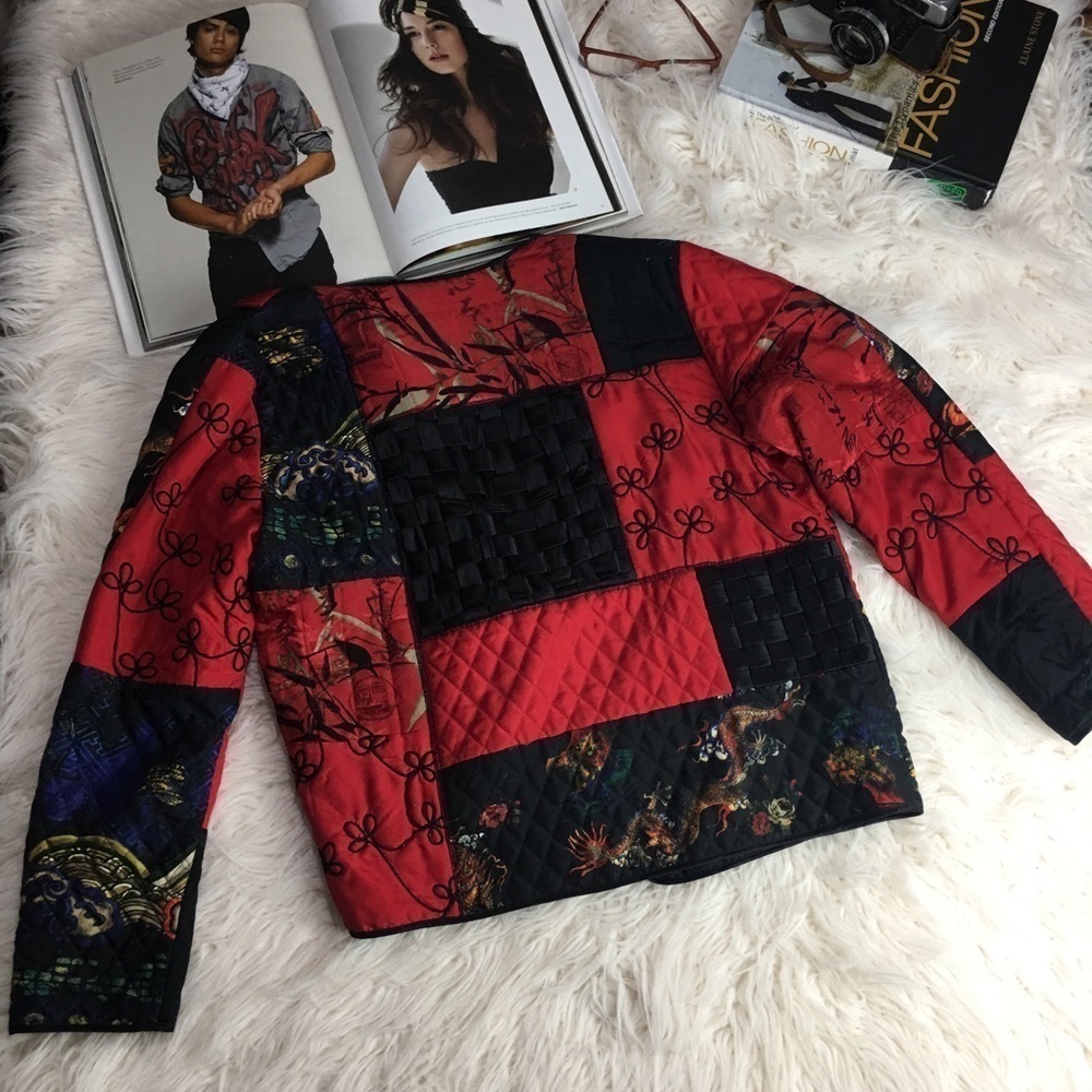 90s Chico’s Design Silk Patchwork Jacket |Texture… - image 8